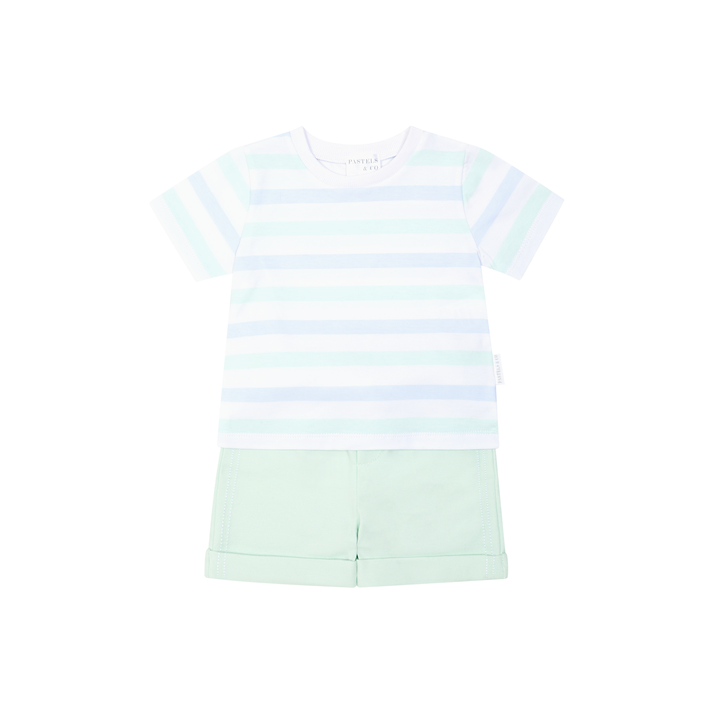 Pastels & Co Mint & Blue Stripe Short Set Bruno