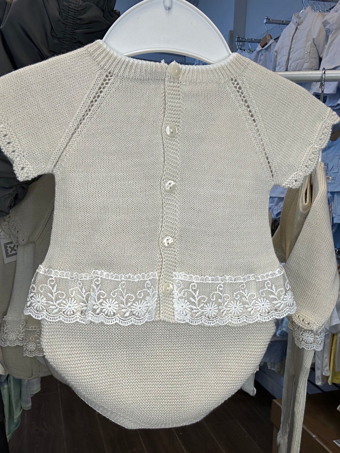 PEX Baby Girl Natural Knitted Lace Pants Set Lara