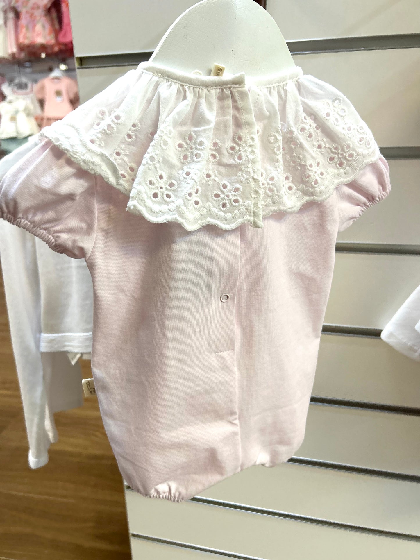 Baby Gi Girls Pink Broderie Anglaise Romper BG46GM