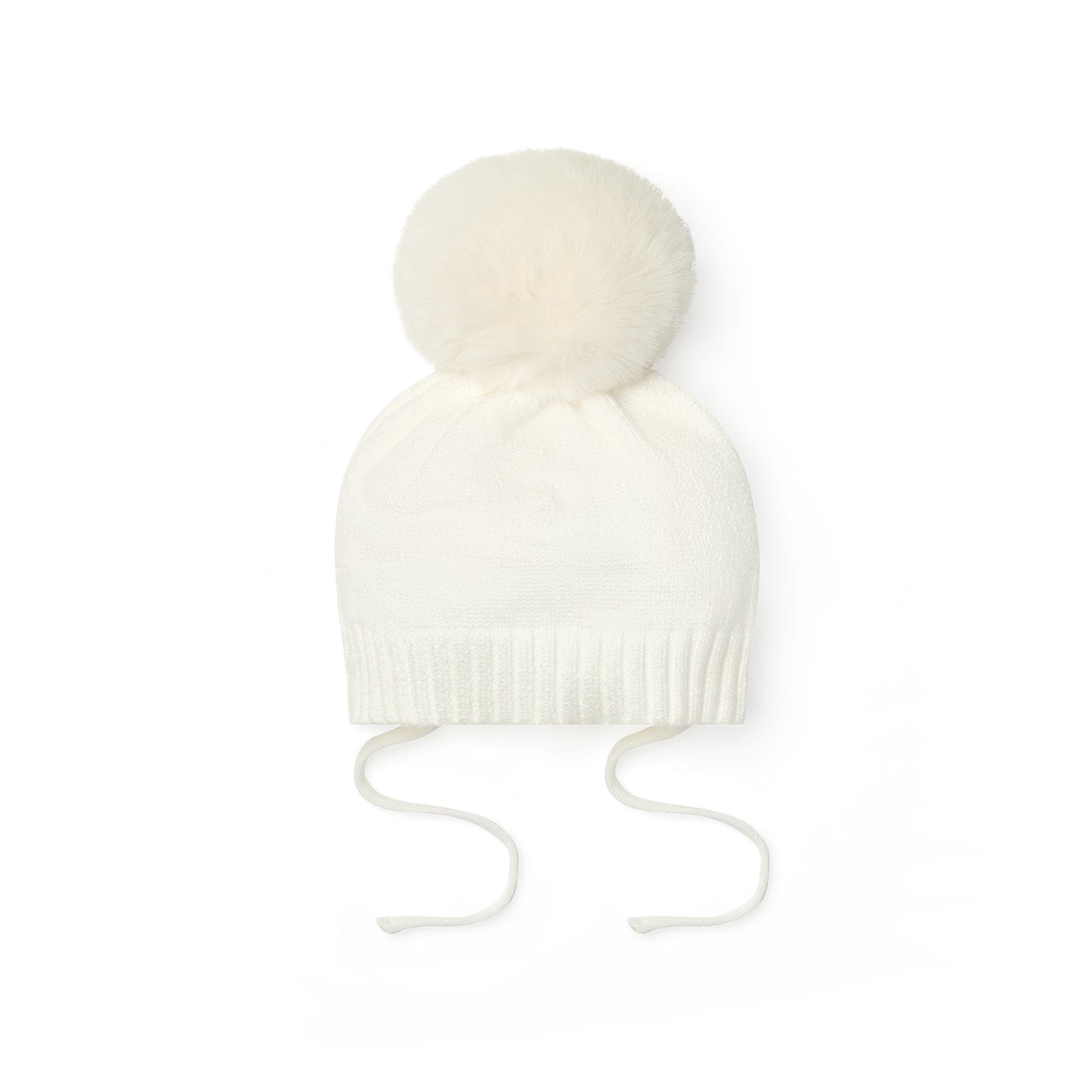 PRE ORDER Little A Girls White Knitted Pom Pom Hat Diamond