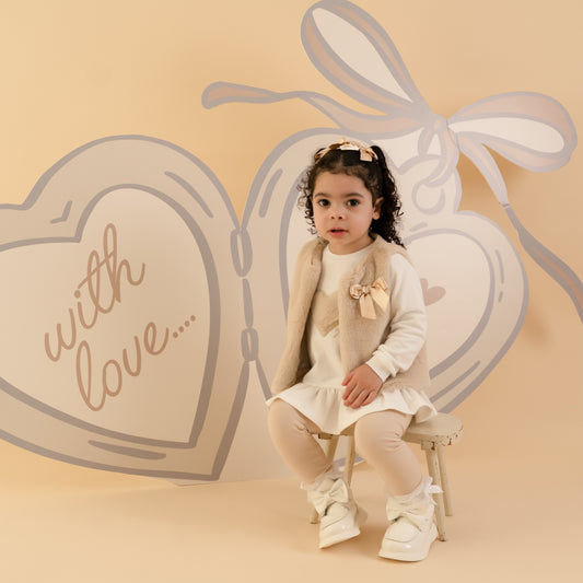 PRE ORDER Little A Baby Girls Beige Fur Gilet Dani