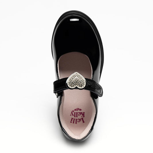 Lelli Kelly Grey Patent Heart School Shoe Zoey