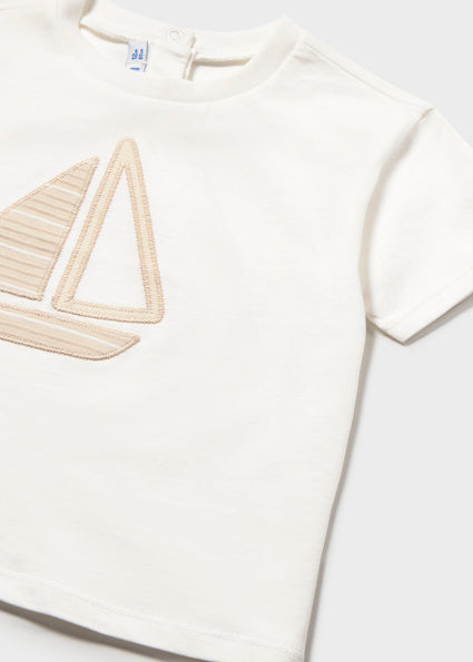 Mayoral Baby Boys Cream Stripe Short Set & Hat 1666