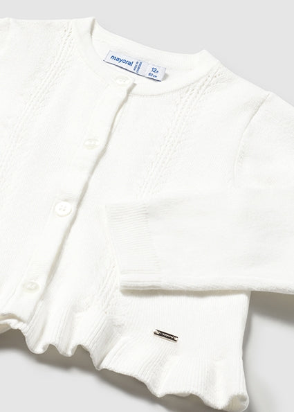 Mayoral Cream Knit Ruffle Cardigan 1398