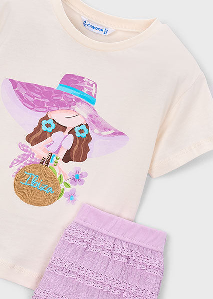 Mayoral Girls Lilac Knit Short Set 3231