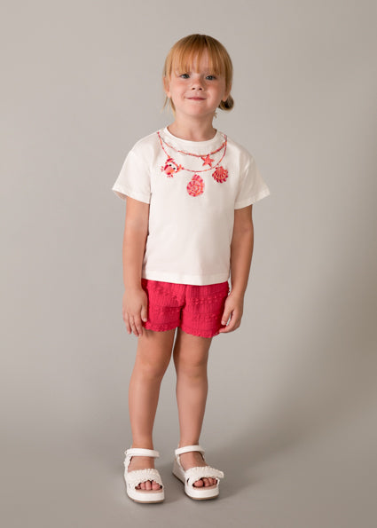 Mayoral Girls Bright Red Knit Short Set 3231