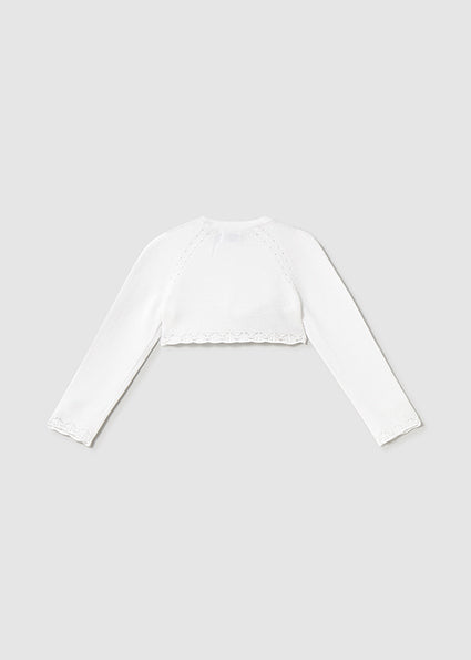 Mayoral Girls White Knit Bolero Cardigan 306