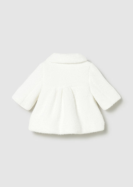 Mayoral Baby Girls White Textured Soft Coat 2401