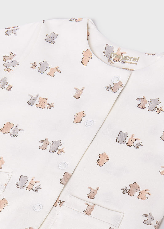 Mayoral Baby White Animal Printed Romper Gift Set 9910