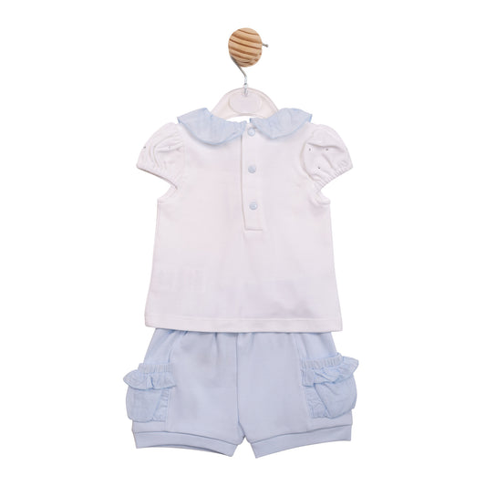 PRE ORDER Mintini Baby Girl Blue Ruffle Short Set 7121