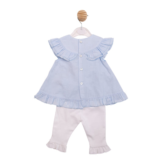 Mintini Baby Girls Blue Frill Legging Set 7122