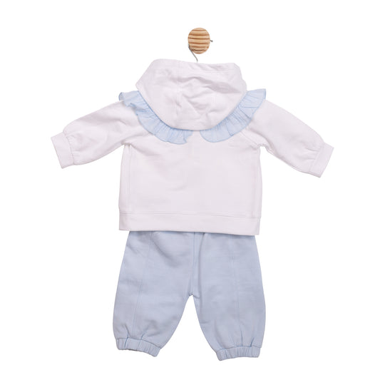 PRE ORDER Mintini Baby Girls White & Blue 3 Piece Tracksuit 7126