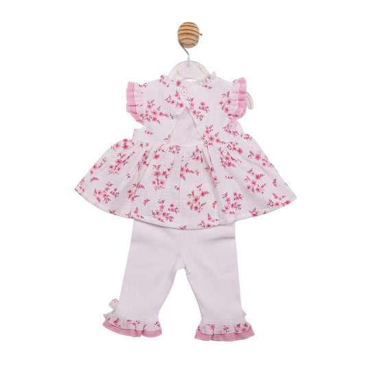 Mintini Baby Girls Pink Floral Legging Set 7135