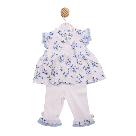 Mintini Baby Girls Blue Floral Legging Set 7143