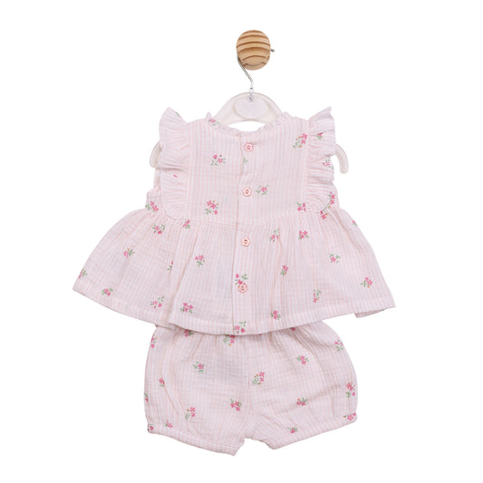 PRE ORDER Mintini Baby Girls Pink Spring Print Bloomer Set 7148