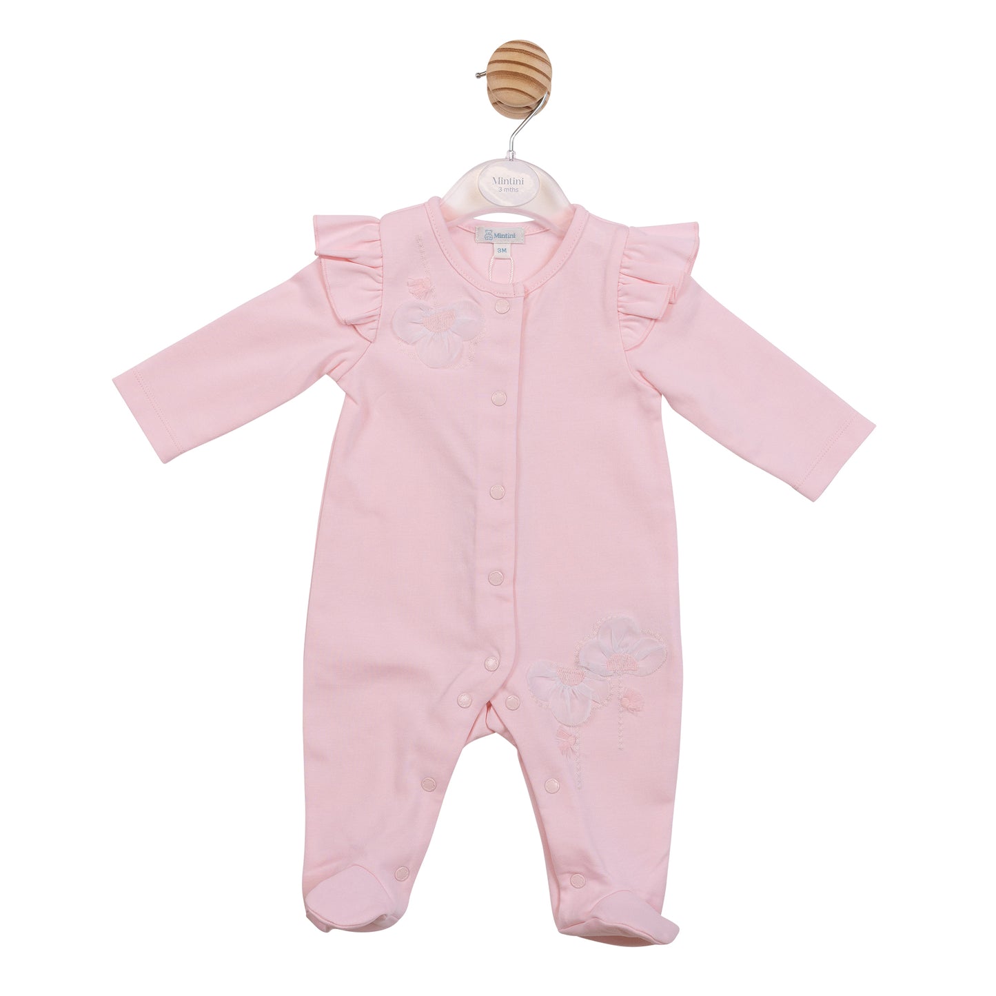 PRE ORDER Mintini Baby Girls Pink Flower Babygrow 7204