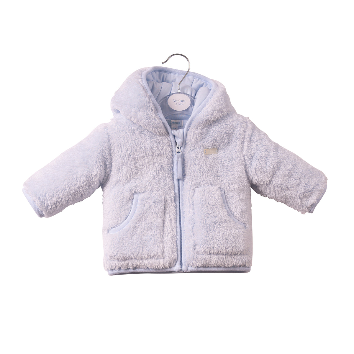 Mintini Baby Boy Blue Fur Hooded Jacket 7347