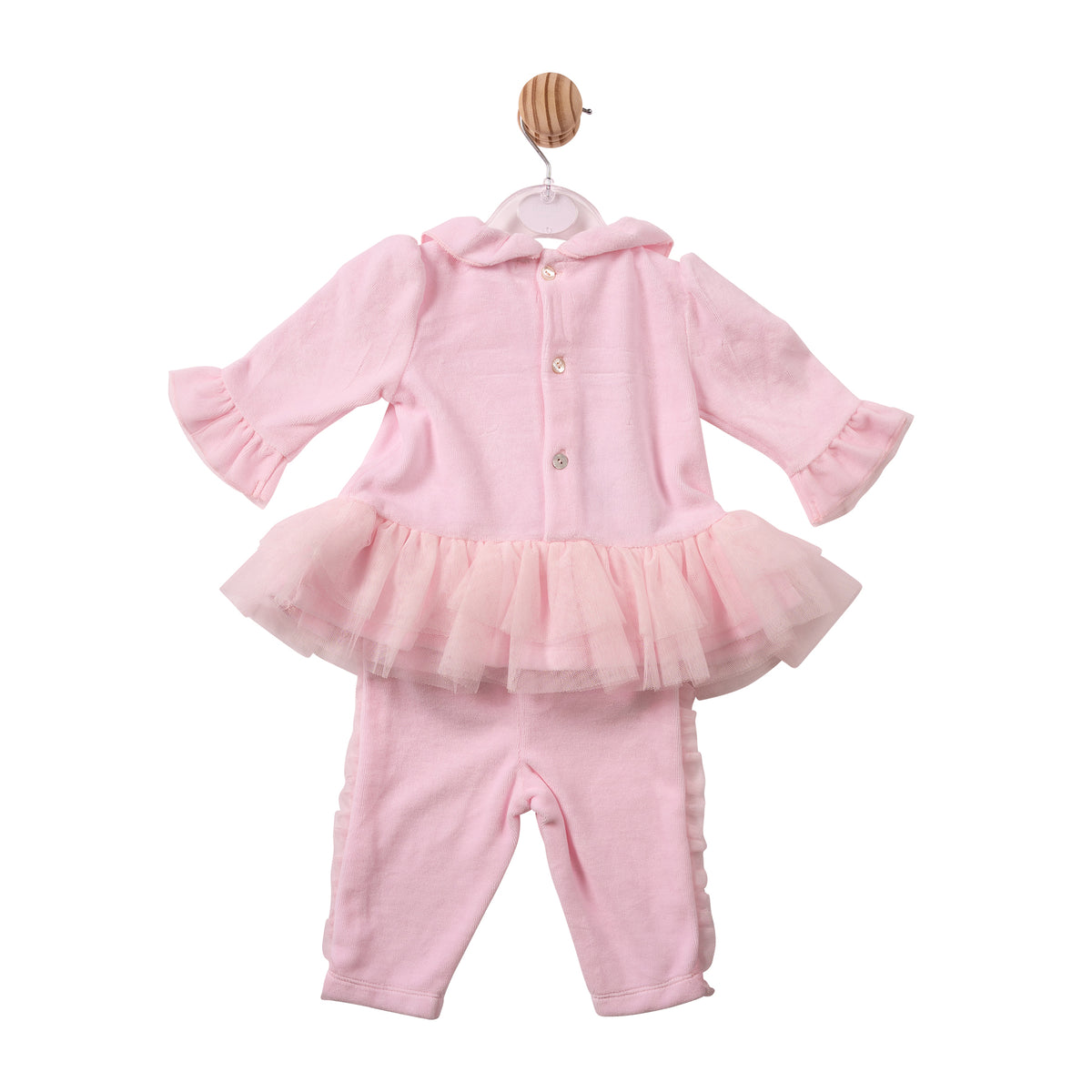 Mintini Baby Girl Pink Velour Tulle Legging Set 7496