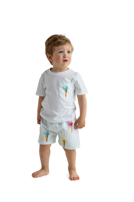 meia pata boys ice cream print t-shirt summer