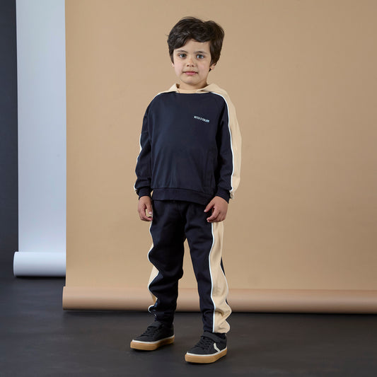 Mitch & Son Black Hooded Contrast Tracksuit Lawrence