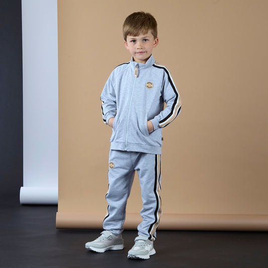 Mitch & Son Boys Grey Melange Zipper Tracksuit Lorenzo