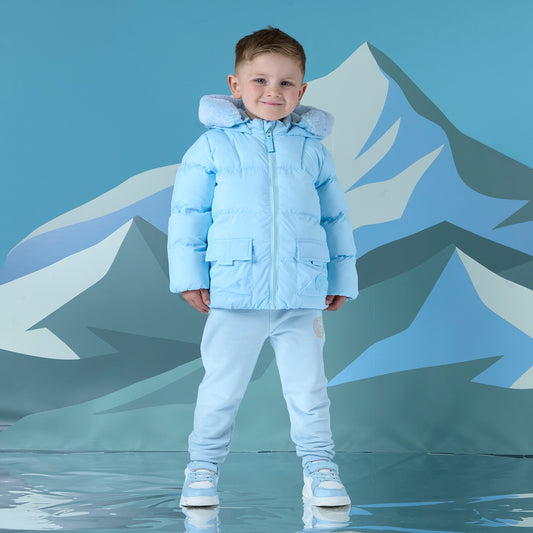 Mitch & Son Pale Blue Padded Fur trim Jacket Jack