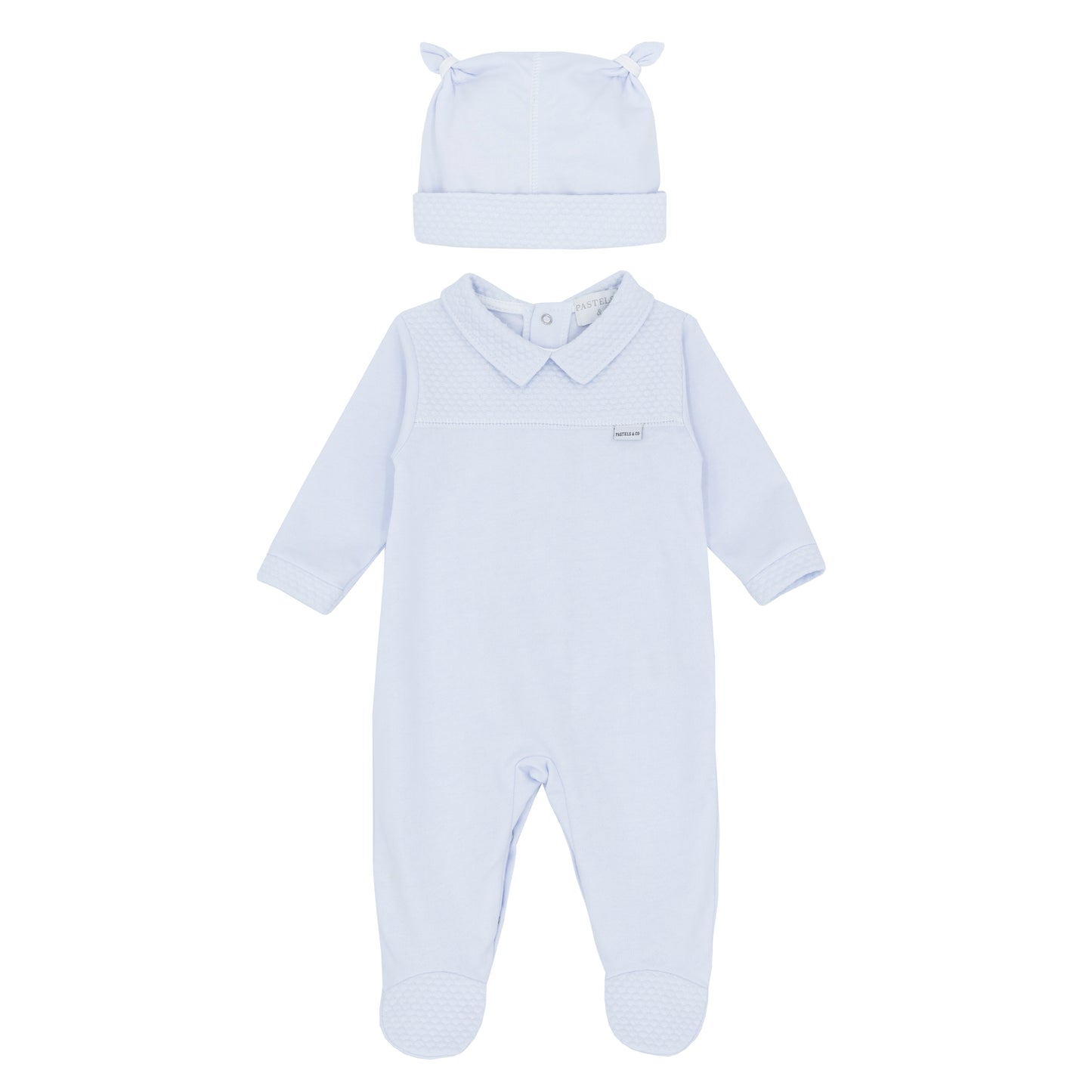 Pastel's & Co Boys Blue Babygrow & Hat Archie