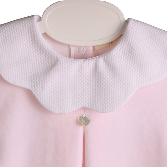 Baby Gi Girls Pink Velour Pique Collar Babygrow PQ50