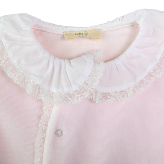 Baby Gi Girls Pink Velour Lace Babygrow RND53