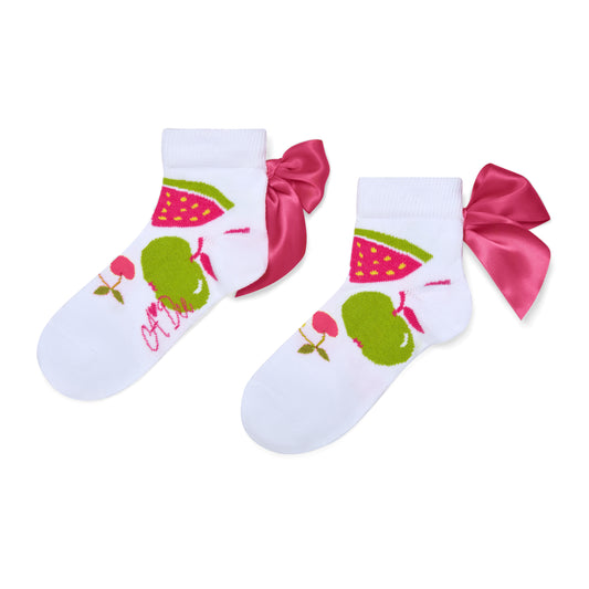PRE ORDER ADee White Tutti Frutti Print Ankle Sock Tiara