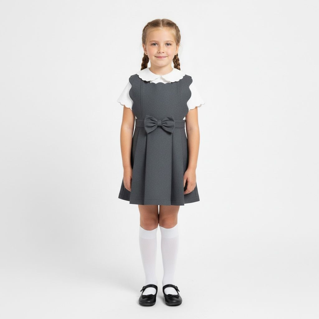 PRE ORDER Love & Learn Girls Grey Scalloped Pinafore