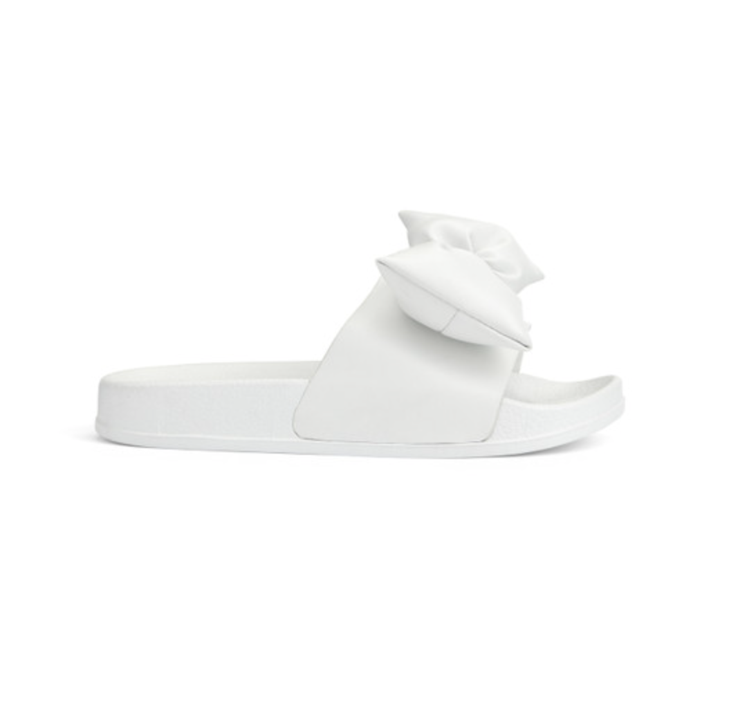 ADee Girls White Bow Summer Slider Bowty