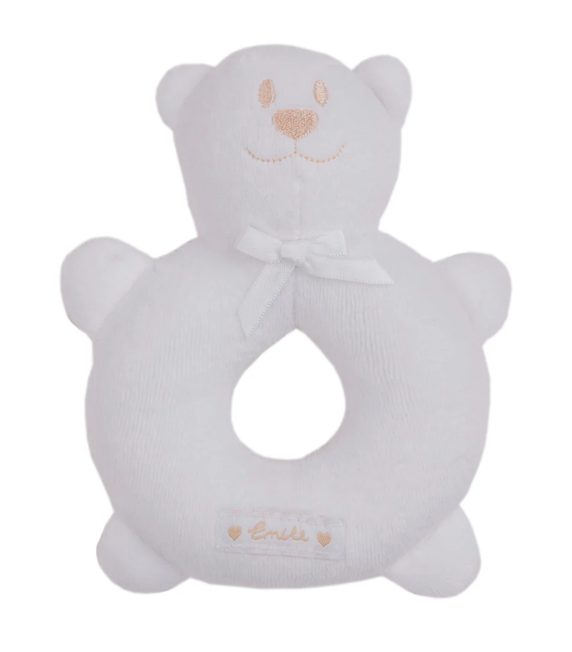 EMILE ET ROSE White Bunny Velour Rattle Amor