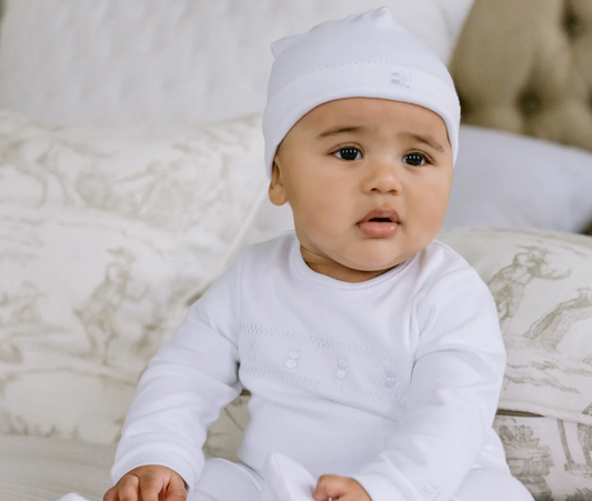Emile Et Rose Unisex Baby White Blue Babygrow & Hat Heath