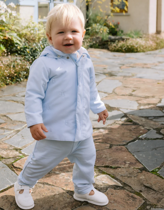 Emile Et Rose Baby Boys Blue Teddy Embroidered Jacket Joey