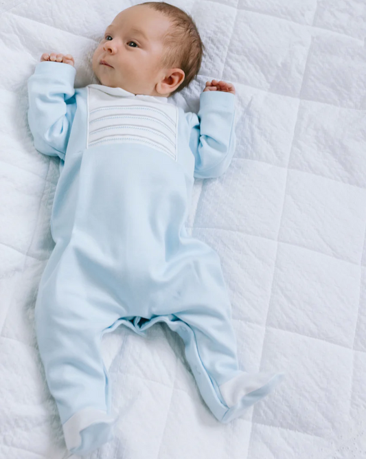 Emile Et Rose Baby Boy Blue Pin Tuck Babygrow Jack
