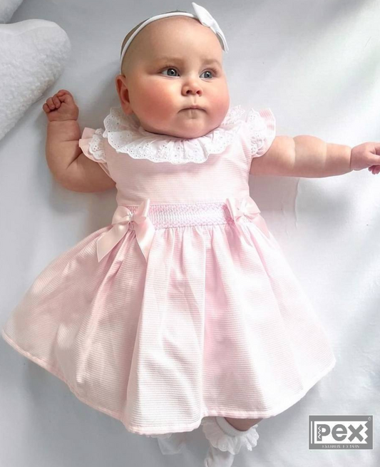 Pex Baby Girls Pink Smock Bow Summer Dress Ellie
