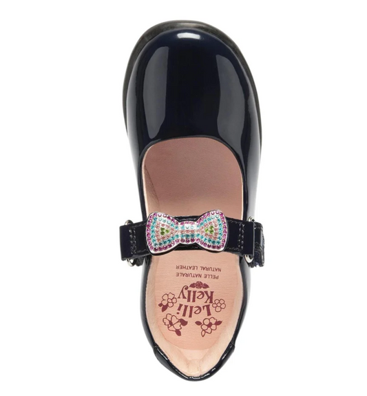 Lelli Kelly Navy Patent Sparkle Bow School Shoe Erin