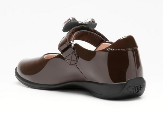 Lelli Kelly Brown Patent Sparkle Bow School Shoe Erin