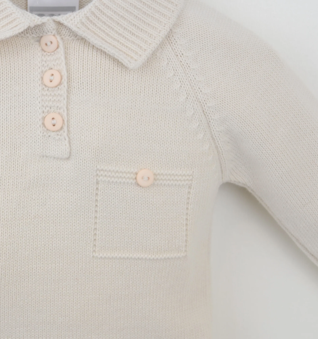 Pex Baby Boy Beige Knitted Trouser Set Louis