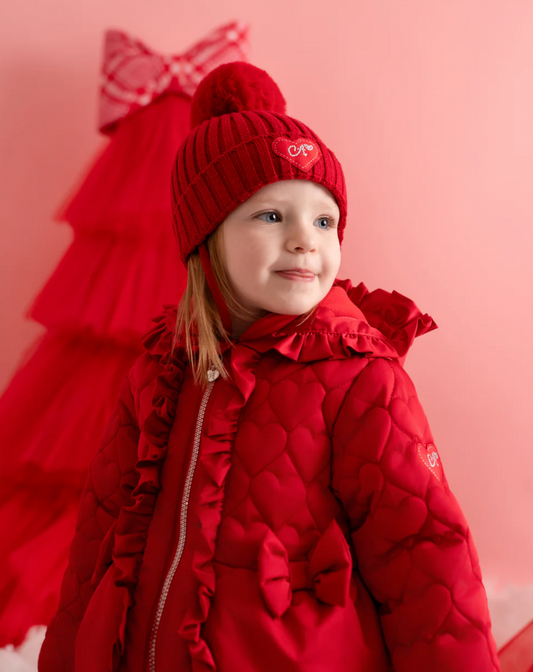 Little A Red Pom Pom Hat Kamila