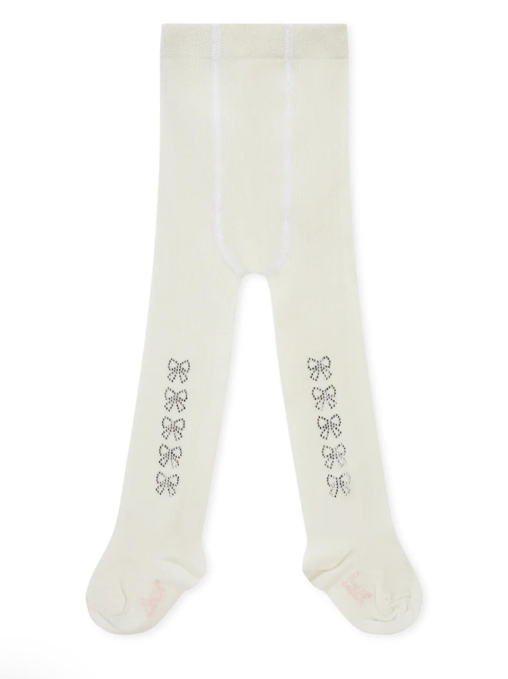Little A White Diamante Bow Tights Kerry