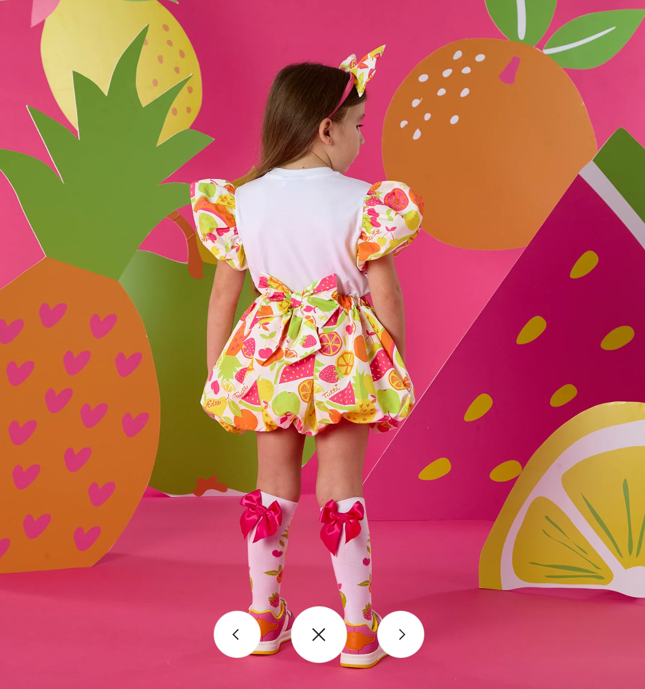 ADee White Tutti Frutti Print PuffBall Skirt Tia