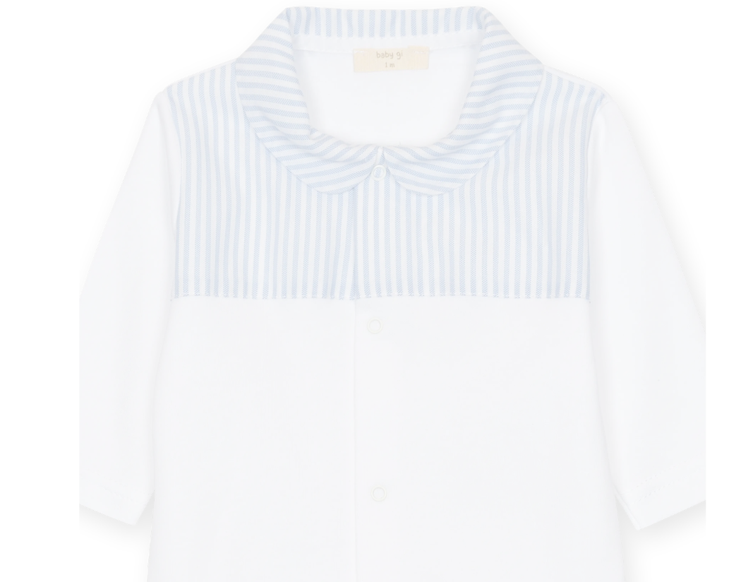 Baby Gi White Striped Over The Clouds Babygrow OTC53B