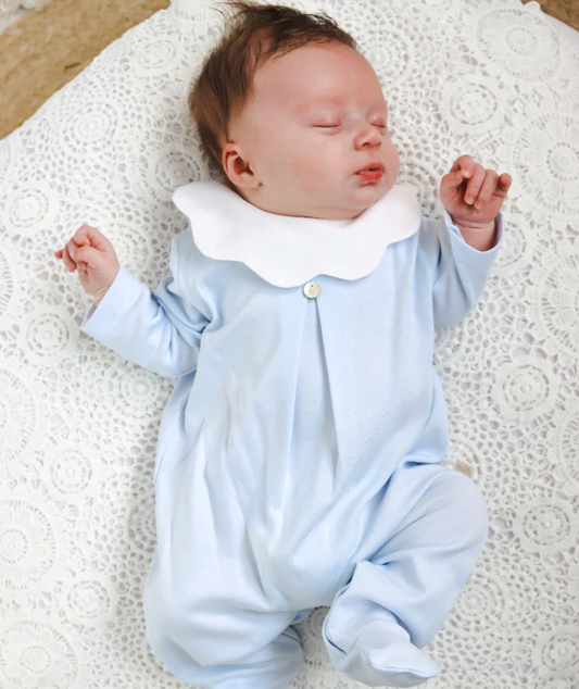 Baby Gi Blue Pique Collar Cotton Babygrow PQ50M