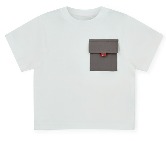 PRE ORDER Mitch & Son White Nylon Pocket T-Shirt Tony