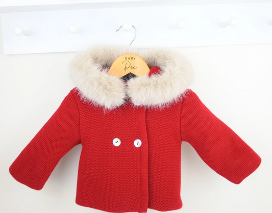 PRE ORDER Pex Red Knitted Fur Hooded Jacket Sabrina
