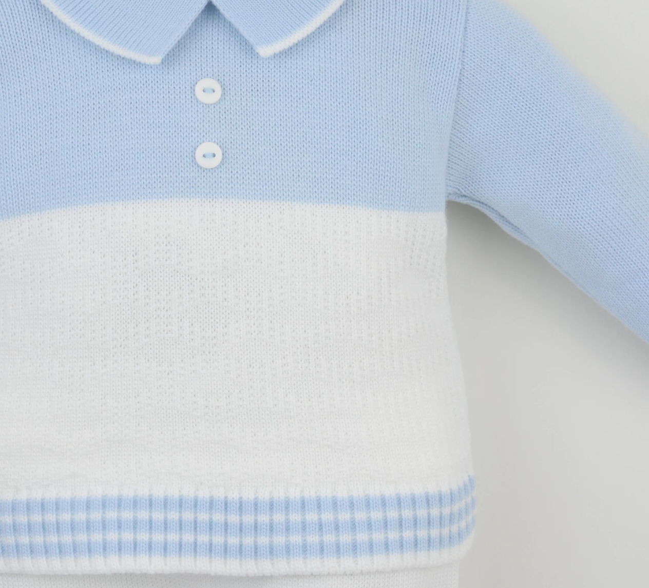 Pex Boys Blue & White Knit Polo Trouser Set Parker