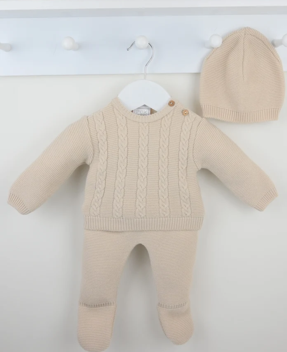Pex Boys Beige Knitted Set & Hat Set Marcus