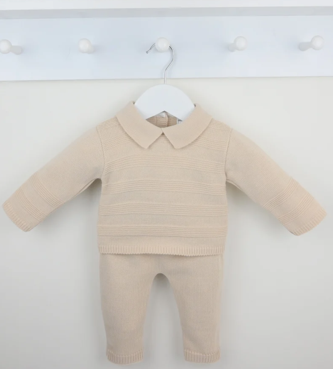 Pex Boys Beige Knitted Polo Set Alfie